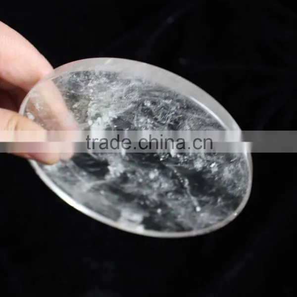 Natural Rock Clear Quartz Stone Crystal Round Slab photo-4