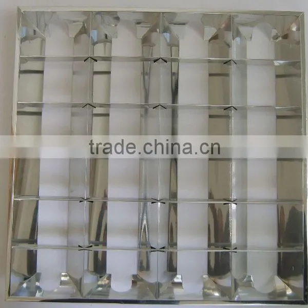 600 x 600 Recessed Fluorescent Grille Lighting Fixture Matt Aluminum Reflector photo-2
