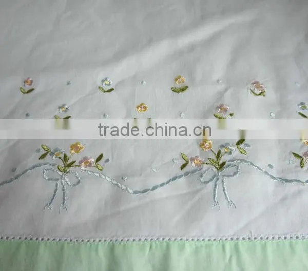 50*70CM Colorful Flowers and Stems Embroidered Hemstitched Green Colour Pillowcovers photo-3