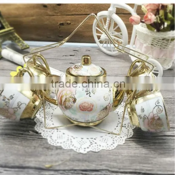 Western Style Creative Customized Porcelain Goldren Ceramics Tea Set