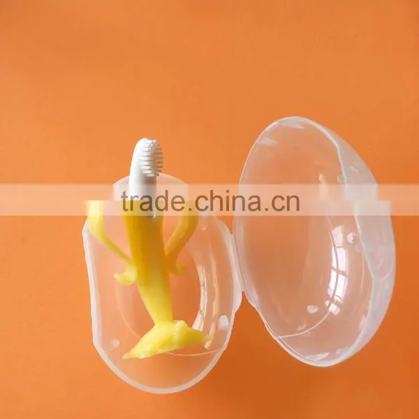 Baby Infant Training Banana Toothbrush and Teether, Turtle Base Banana Shape Teether Toys photo-3