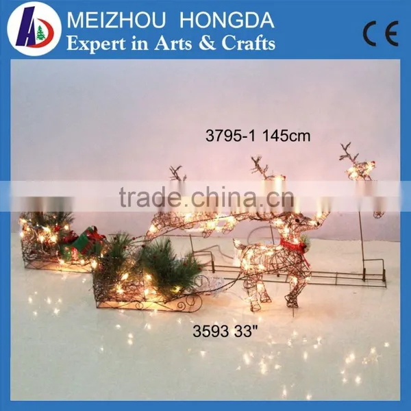 Outdoor Decoration Christmas Crafts Deer Light, Deer Cart Led Motif Lights