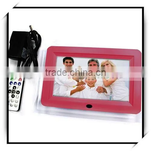Hotsale High Quality 7 Inch Rectangle Digital Photo Frame With Lighting Edge Pink photo-6
