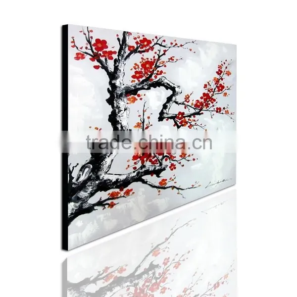 Modern Canvas Flower White Black Red Painting photo-2