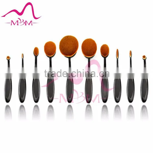 2016 Hot Sale Makeup Brushes 10 Pcs Toothbrush Style Makeup Brush Set Rose Gold Oval Cosmetic Makeup Set photo-2