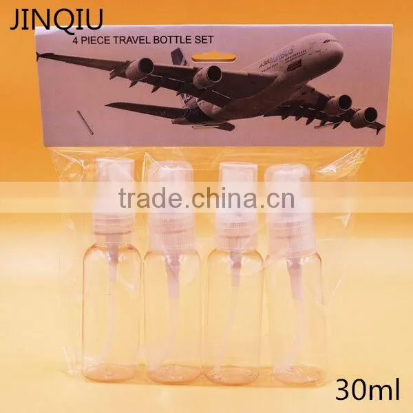 Hotsale 30ml Comestic Travel Bottle Set With Header Card Plastic Travel Bottle Kit