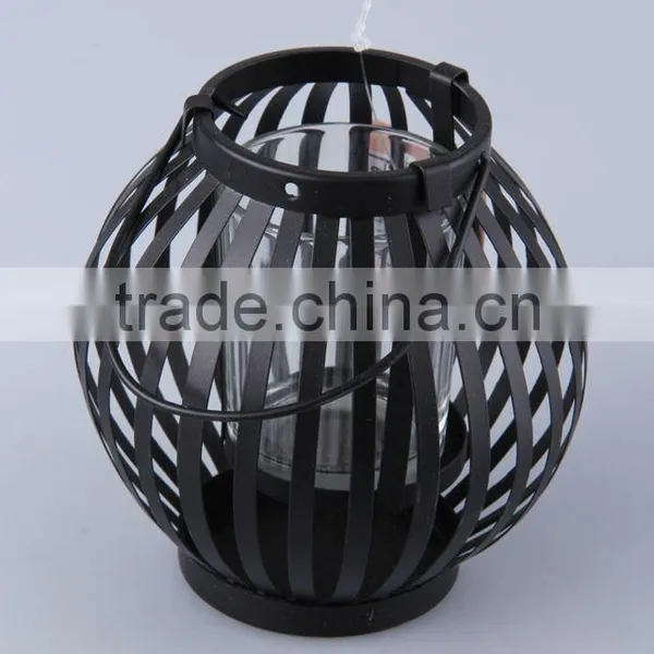 Portable Globular Painted Iron+Glass Candle Holder/Home Decoration Candlestick photo-2