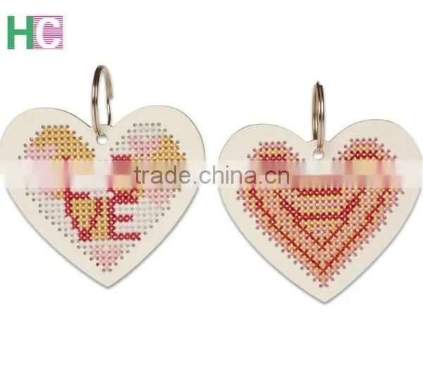 2017 New Product Wooden Cross-stitch Key Chain for DIY photo-3