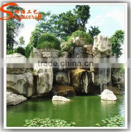 Factory Customized Artificial Fiverglass Decor Rock Waterfall Fountain photo-2
