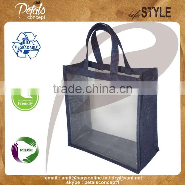 Clear Pvc Tote Bag With Jute - Made by Petals Concept - Promoted by .com photo-2