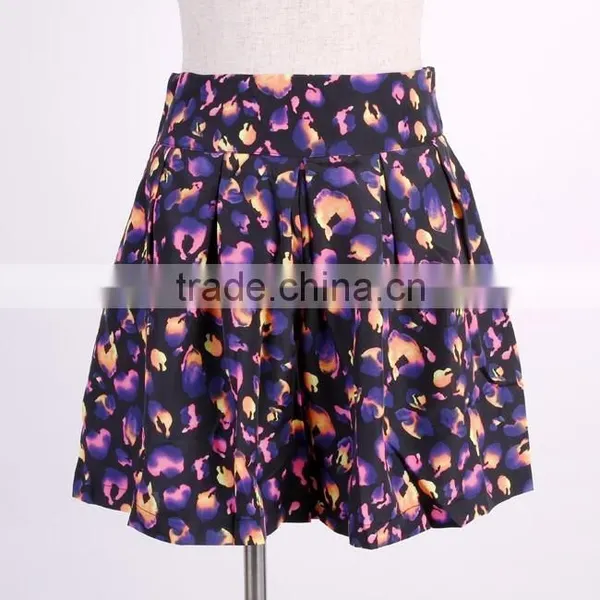 Cheap Summer Cotton Short Chiffon Floral Skirt for Girls