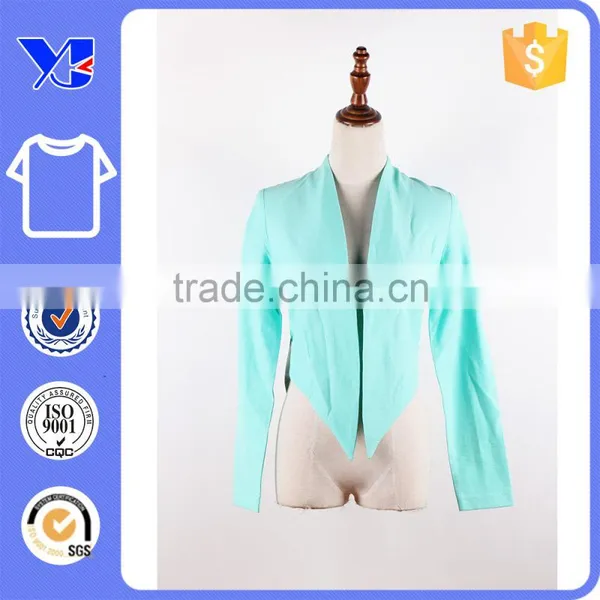 High Viscose Cropped Hem Opened Women Office Formal Short Coat