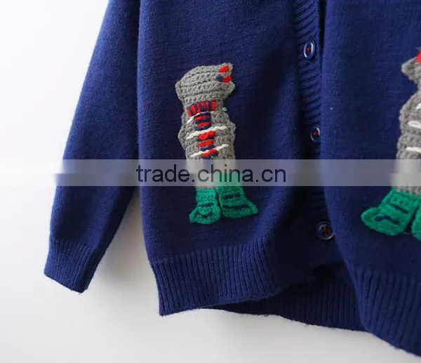 Wholesale Navy Blue Color v Neck Cotton Babies Knitting Sweater Designs photo-5