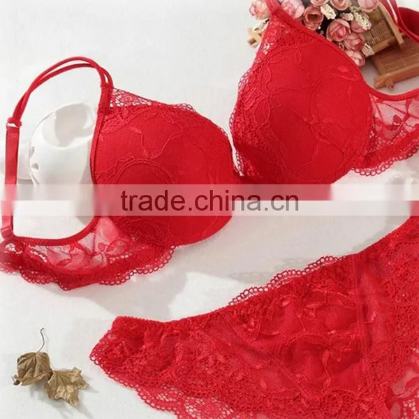 High Quality Sale Women Underwire Lace Bra and Panty Sets photo-3