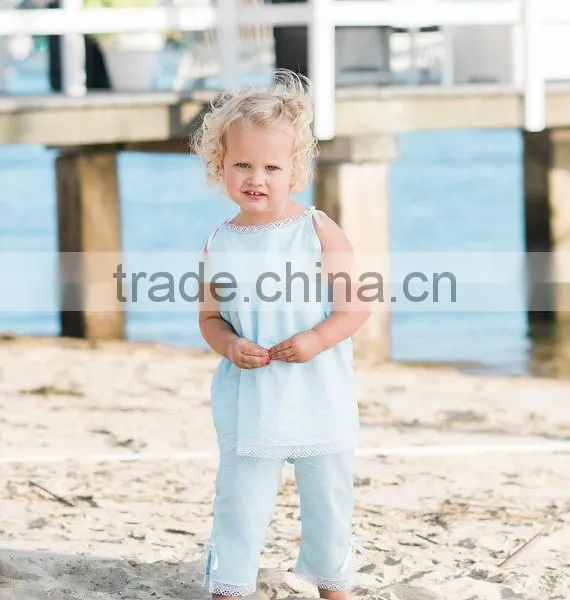 Whoesale Pink and Light Blue Boutique Baby Girl Clothes Sets photo-3