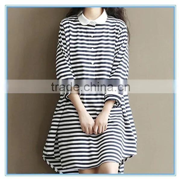 Polo Shirt Design Winter Korean Striped Dresses New Fashion Lady Dress photo-4