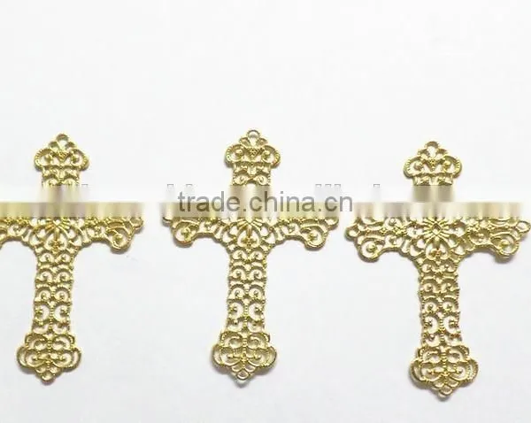Religious Jewelry Finding Brass Flower Cross Jewelry Accessories Hollow Out Metal Cross Garment Accessories photo-4