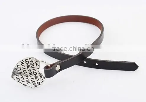 New Design 2015 Leather Wrap Bracelet I Love You Heart Buckle Leather Wrap Bracelet Custom Logo Letter Buckle Leather Bracelet photo-3