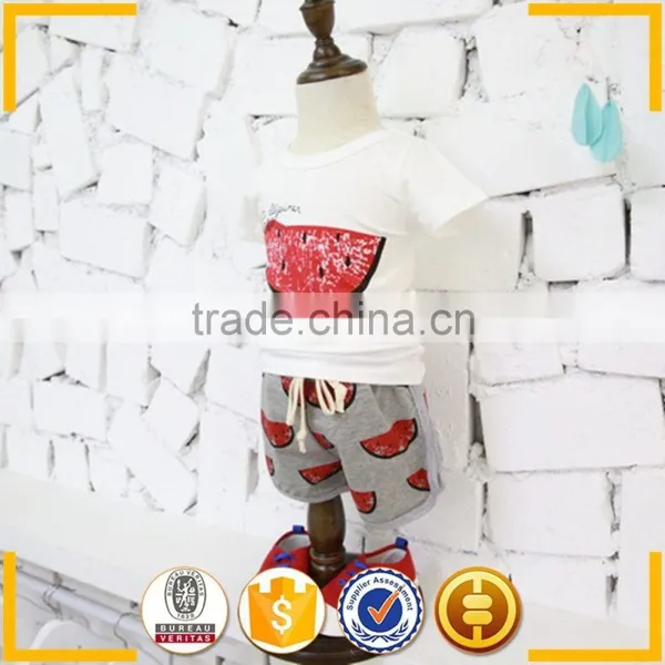2015 New Cotton Children Set Watermelon Pattern White t Shirts and Pants photo-2