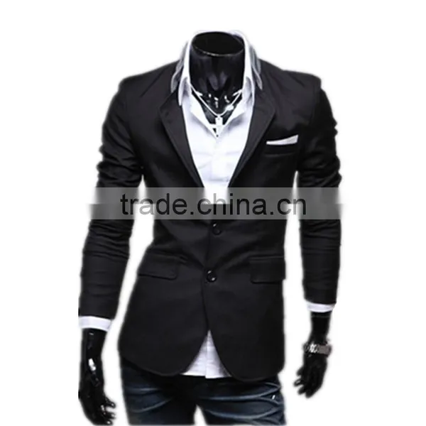 Mens Korean Slim Fit Fashion Blazer Suit Jacket Black Gray Red Size M to 2XL Male Blazers Mens Coat Wedding Dress photo-5