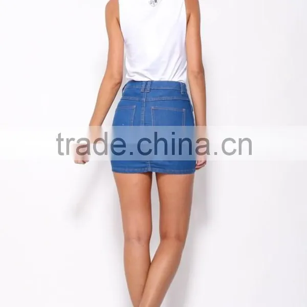 Sexy Not Lined Stretch Fabric Skirts Wholesale Denim Skirts Fashion 2015 photo-6