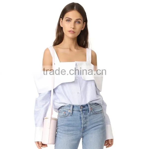 OEM Hot Ladies Turn Collar Fresh Color Poplin Skirt Office Blouse photo-6
