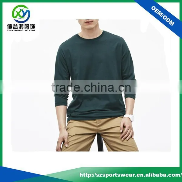 Hot Selling O-Neck Soft Mens Long Sleeve Pima Cotton t Shirt Wholesale/ Gym Shirt photo-2