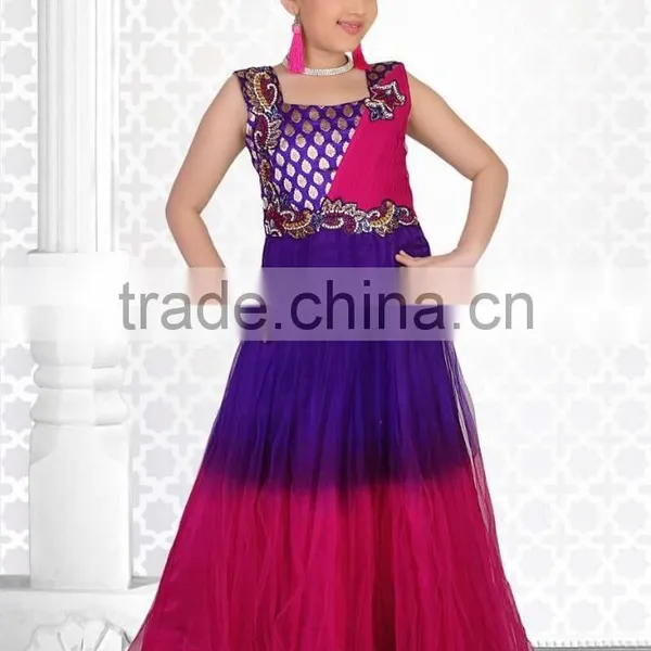 Purple Color Anarkali With White Lace Neck Design and Border Salwar Kameez Sizzling Girls Ready Made photo-4