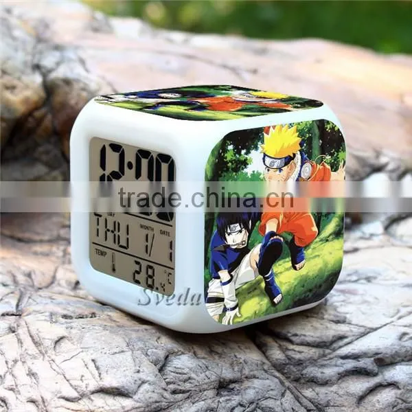 Hot Anime Naruto Character Design Clocks LED Digital Clock 7 Colors Changing LED Alarm Clock for Sale photo-6