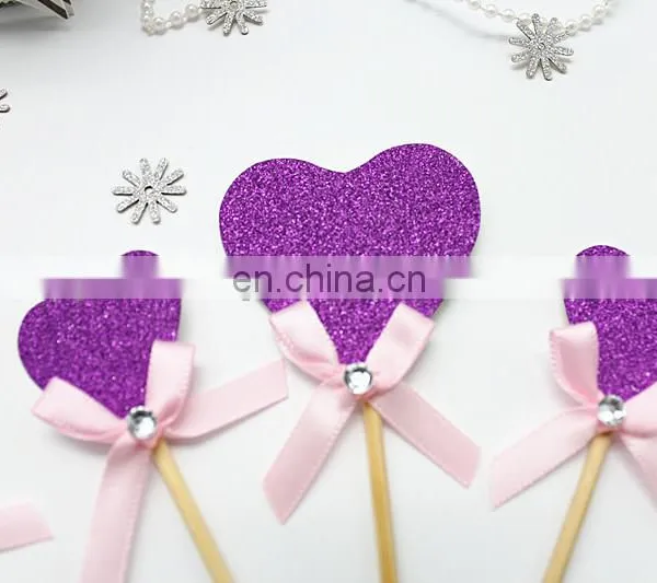 New Design Purple Heart With Bow Wedding Birthday Cake Topper photo-6