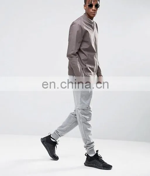 Oversized Woven Crew Sweatshirt With Half Zip photo-4