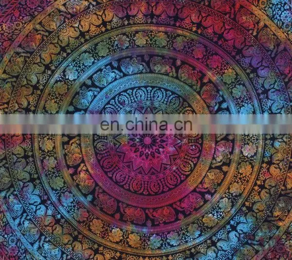 Indian Queen Wall Hanging Multi Colour Tie & Dye Mandala TapestryThrow Hippie Bohemian Decor Boho Art Bedspread photo-3