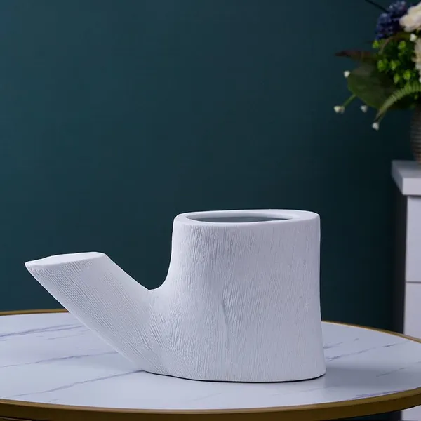 Wholesale Small White Stump Creative Custom Ceramic Vase For Office Home Decoration photo-2