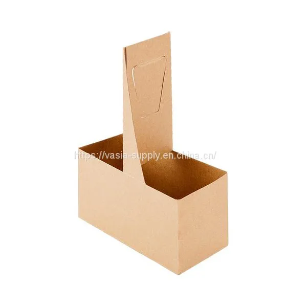 2 Cup Disposable Drink Carrier With Handle, Kraft Paperboard Cup Holder for Hot or Cold Drinks, to Go Coffee Cup Holder for Food Delivery Service photo-2
