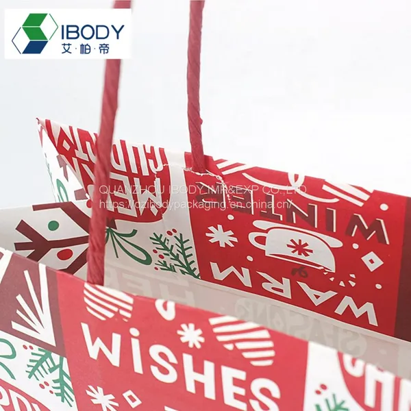 Regular Christmas Gift Bag Logo Kraft Paper Kraft Paper Shopping Bag photo-4
