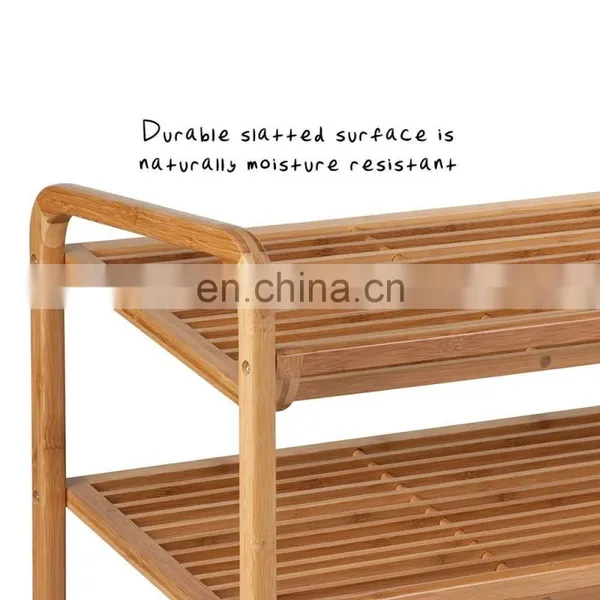 3 Tier Bamboo Bench Shoe Rack Storage Home Organizer Shelf Shoes photo-4