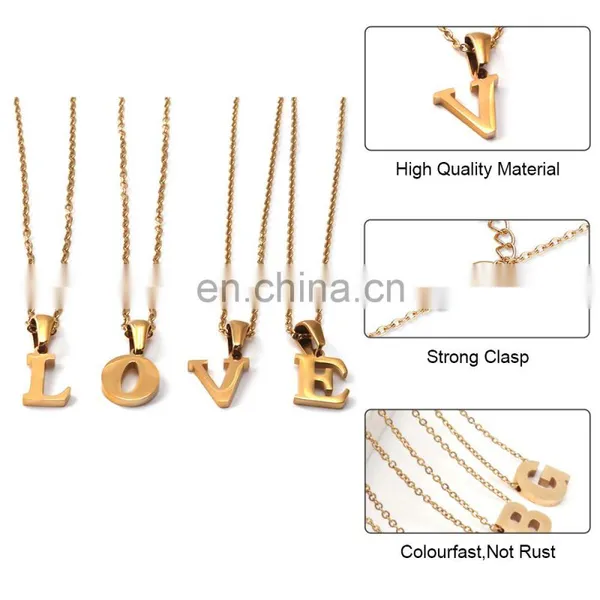 Fashion Charm Shiny Initial Word 26 Letter Alphabet Pendant Chain Necklace Jewelry For Women photo-5