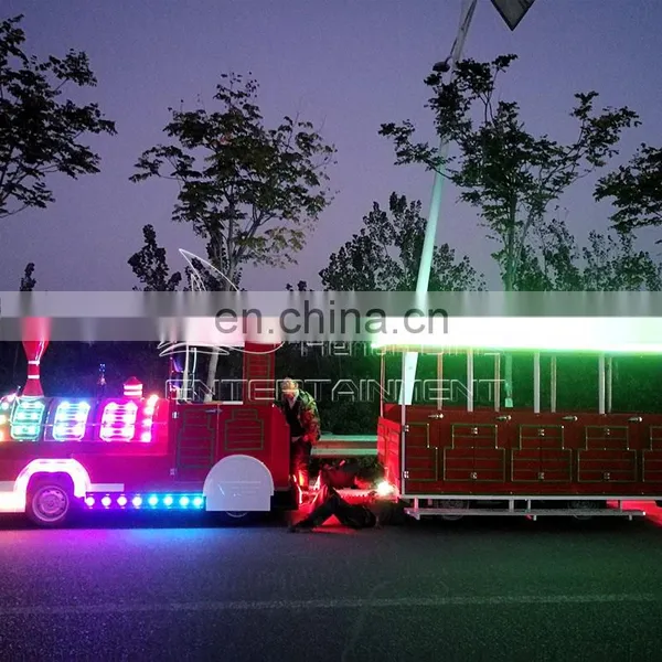 Customized Trackless Train Manufacturer Sightseeing Road Tourist Christmas Trackless Train for Amusement Parks photo-4