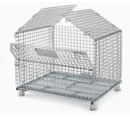 Galvanized Heavy Duty Collapsible Wire Mesh Cage Warehouse Storage Container photo-2
