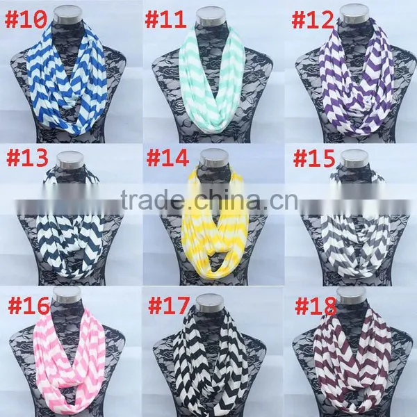 Wholesale Double Layer Jersey Knitted Chevron Infinity Scarf photo-2