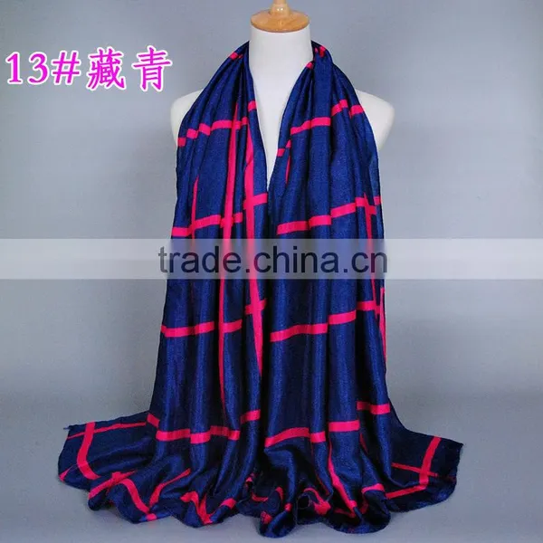 New Style Spring Printed Cotton Tartan Plaid Scarf