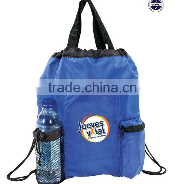 Promotional Nylon Drawstring Sport Backpack With Mesh Pocket photo-2