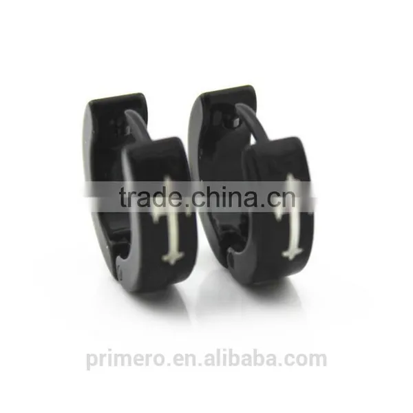 316L Stainless Steel Hip Hop Earrings Fashion Punk Black Men Cross Jewelry Wholesale photo-2