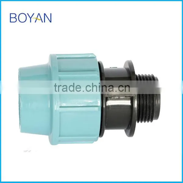 BOYAN Zhejiang Taizhou Light Blue Plastic Pipe Fitting PP Compression Male Adaptor photo-2