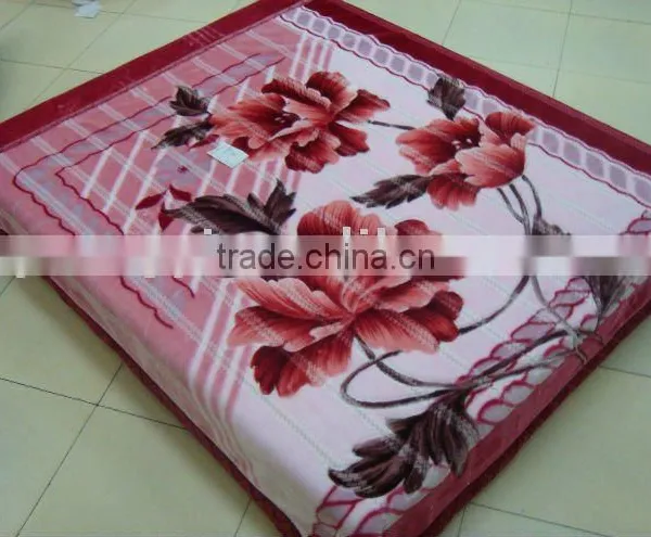 100% Polyester Carved Thermal and Zigzag Raschel Blanket