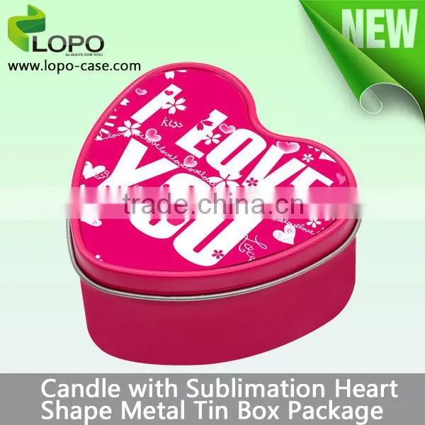 Sublimation Heart Shaped Unique Metal Tin Lovers'candle Holder photo-3
