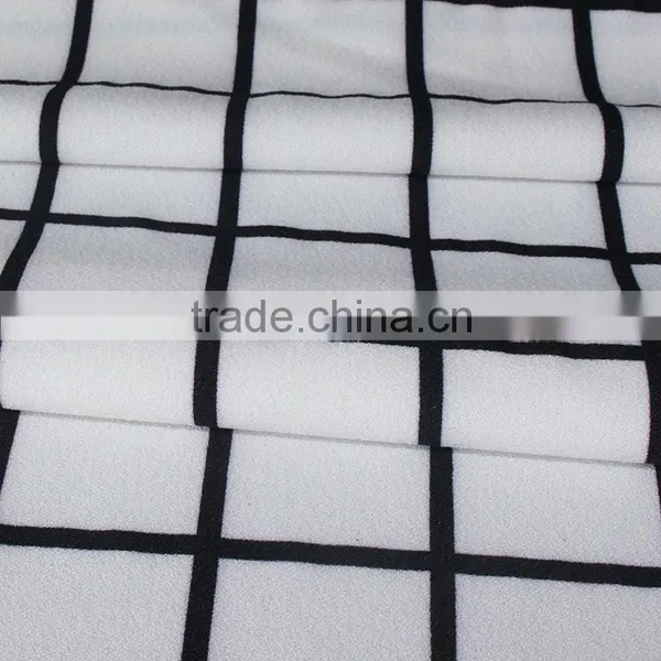 Men's t Shirt Fabric 4 Way Strench Plaid Printed Polyester Lycra Fabric photo-2
