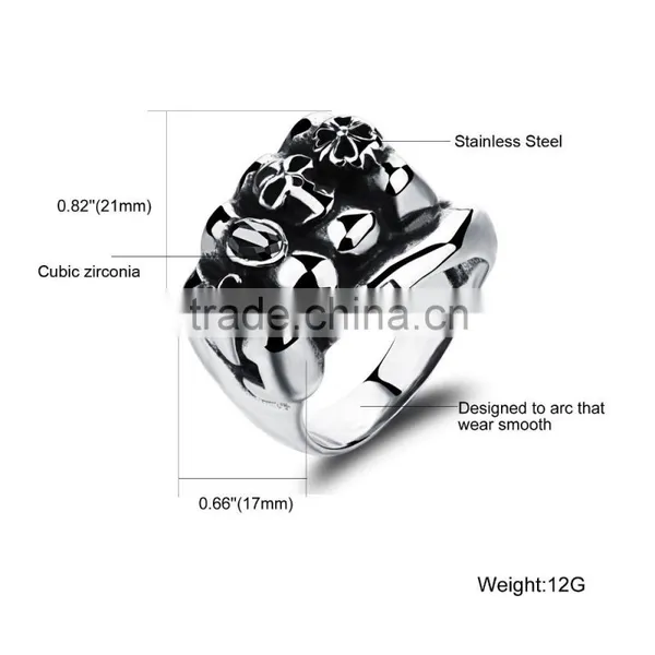 New Products 2016 316L Stainless Steel Terminator Skull Ring for Men photo-6