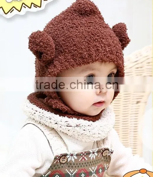 Bear Plush Children's Hat ,Head Warmer,Bear Hat,Ball Set, Hat Ear Pattern ,Pattern photo-2