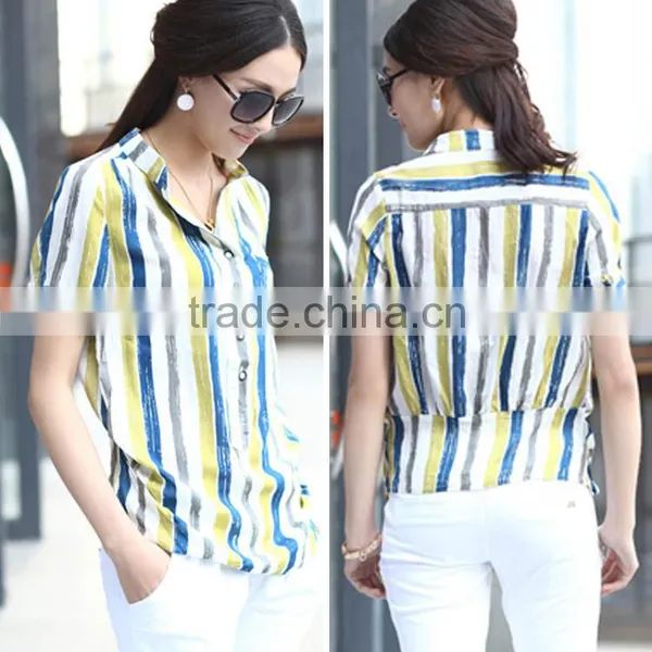 2016 Express Short Sleeve Top Satin Silk Blouses for Women photo-4